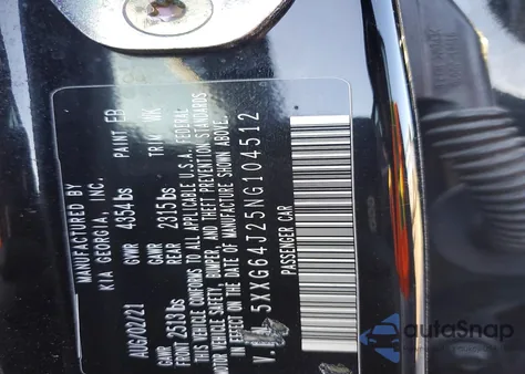 2022 Kia K5 Gt Line from USA, damaged, VIN 5XXG64J25NG104512